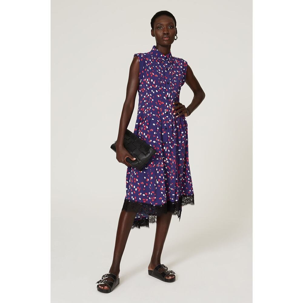 Koche Collective Polka Dot Black Lace Navy Shirtdress FR38 / US 6